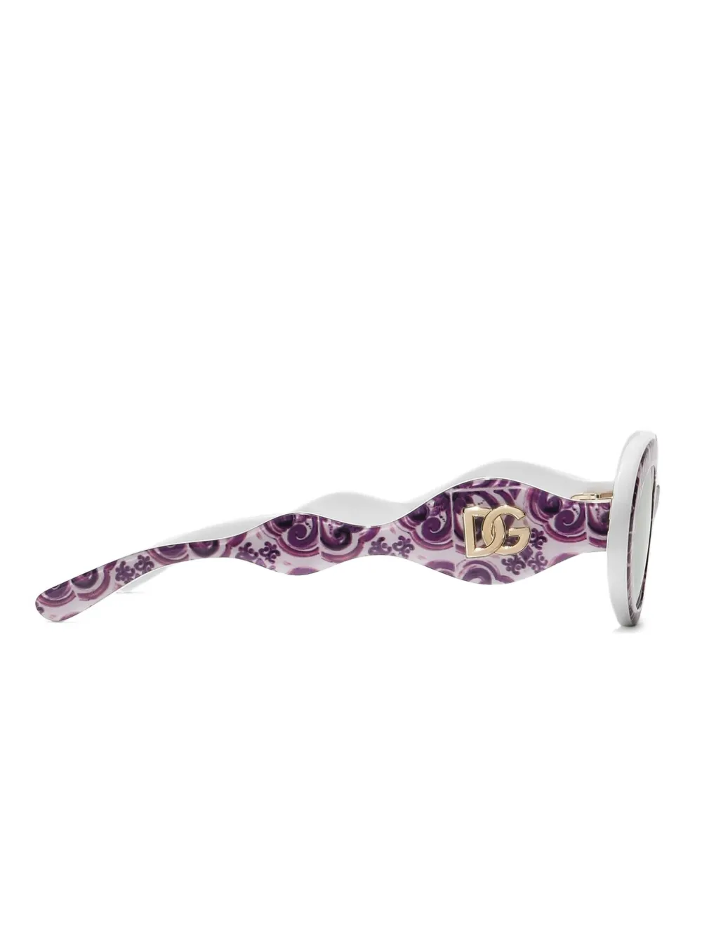 Dolce & Gabbana Kids Maiolica zonnebril met ovalen montuur en paisley-print Paars