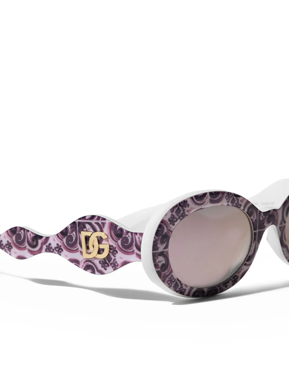 Dolce & Gabbana Kids Maiolica zonnebril met ovalen montuur en paisley-print Paars