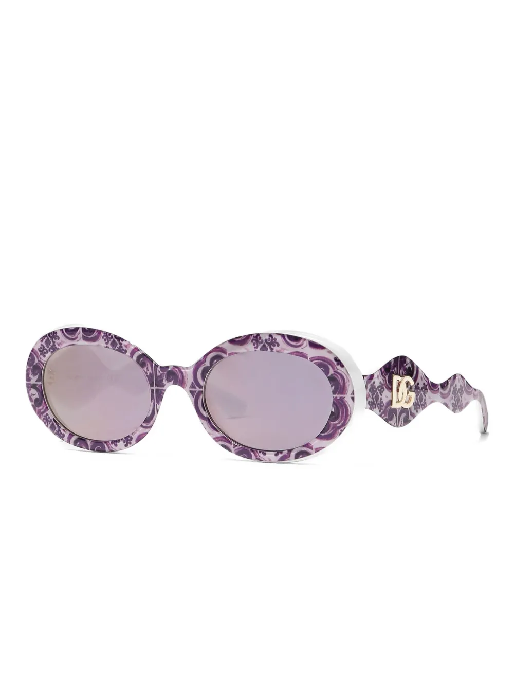 Dolce & Gabbana Kids Maiolica zonnebril met ovalen montuur en paisley-print - Paars