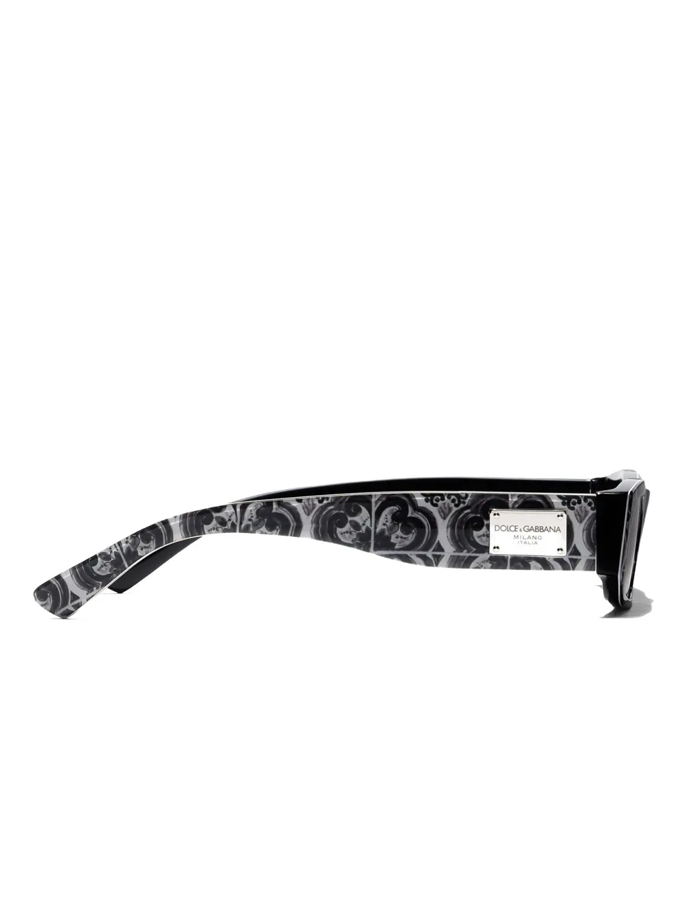 Dolce & Gabbana Kids Maiolica-print rectangle-frame sunglasses Zwart