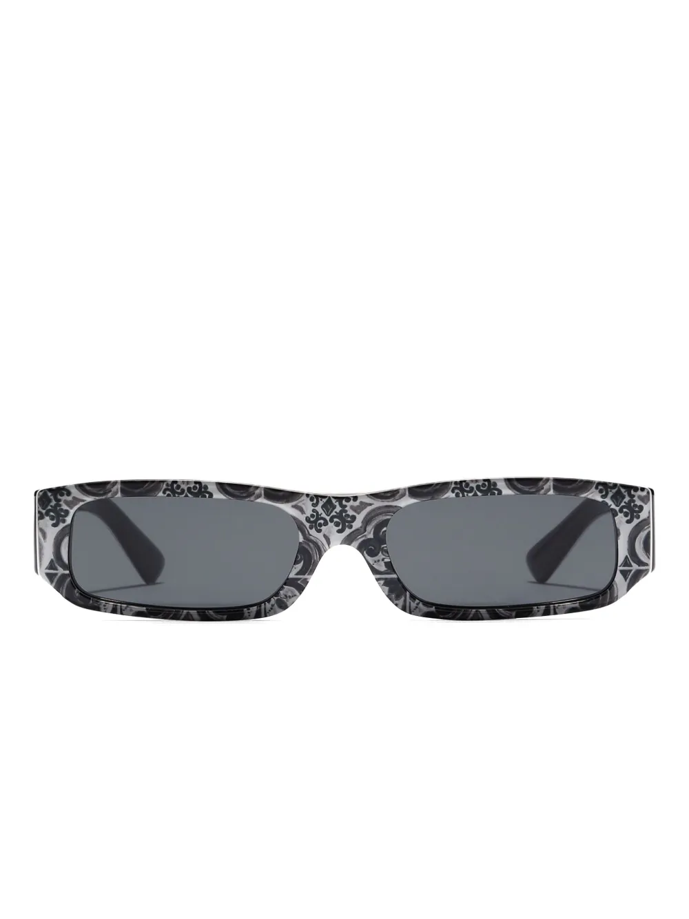 Dolce & Gabbana Kids Maiolica-print rectangle-frame sunglasses Zwart