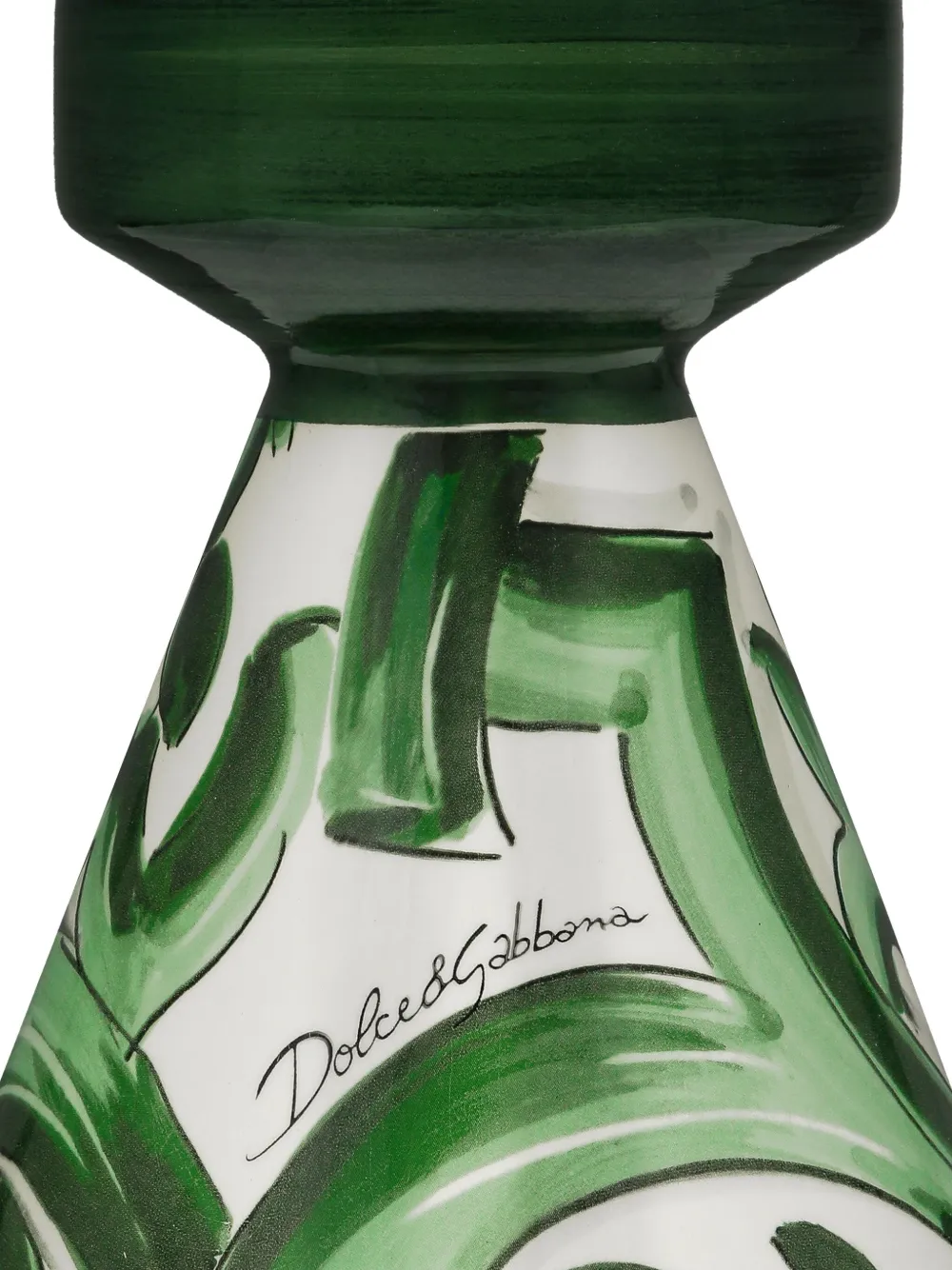Dolce & Gabbana Small Printed Candle Holder In Green