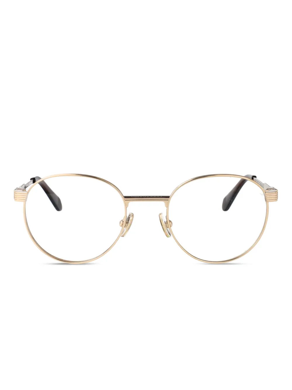 Ferragamo Eyewear ラウンド眼鏡フレーム - ゴールドトーン Ferragamo Eyewear ラウンド眼鏡フレーム - ゴールドトーン