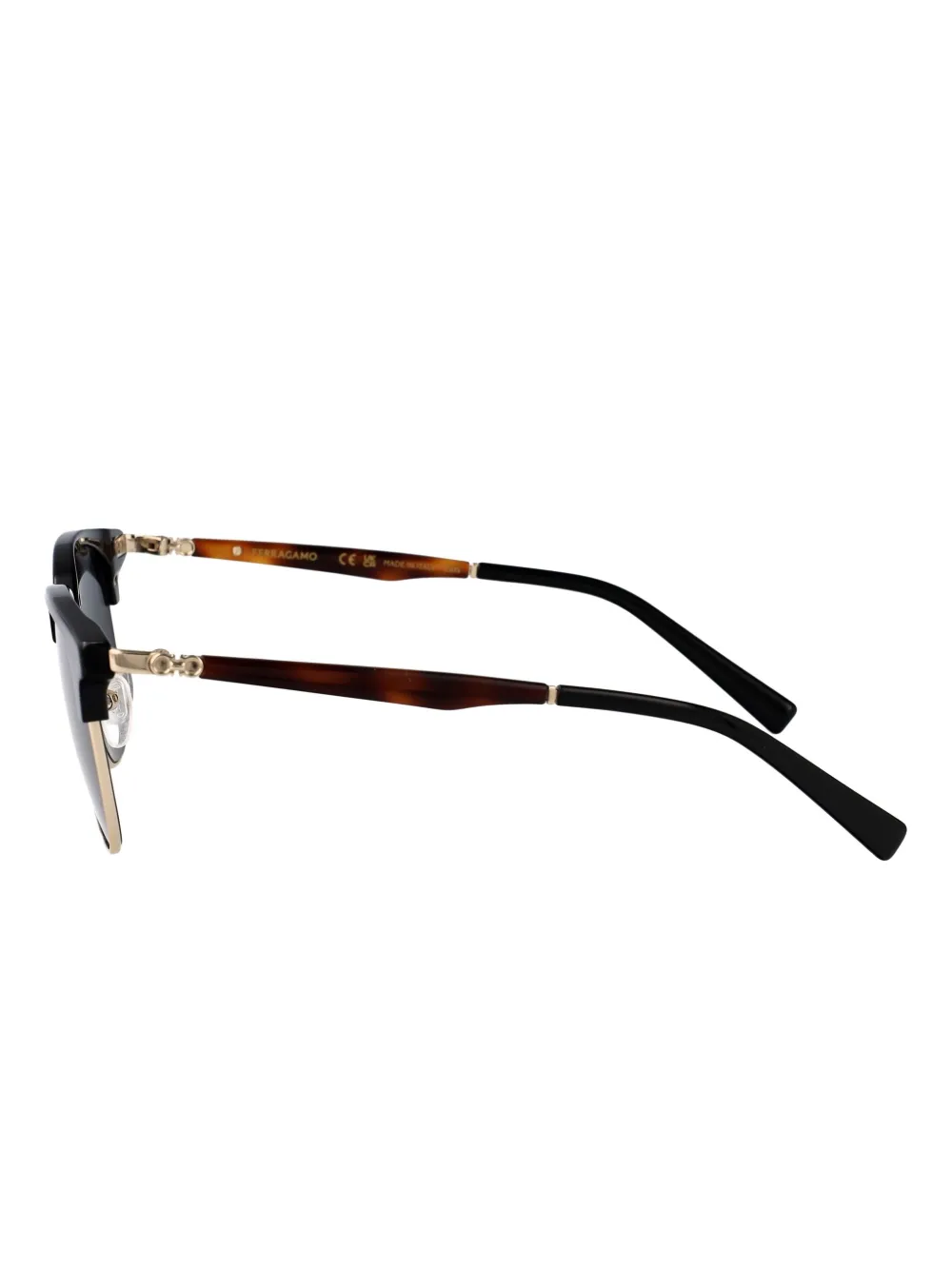 Ferragamo Eyewear gold-frame detail sunglasses Zwart
