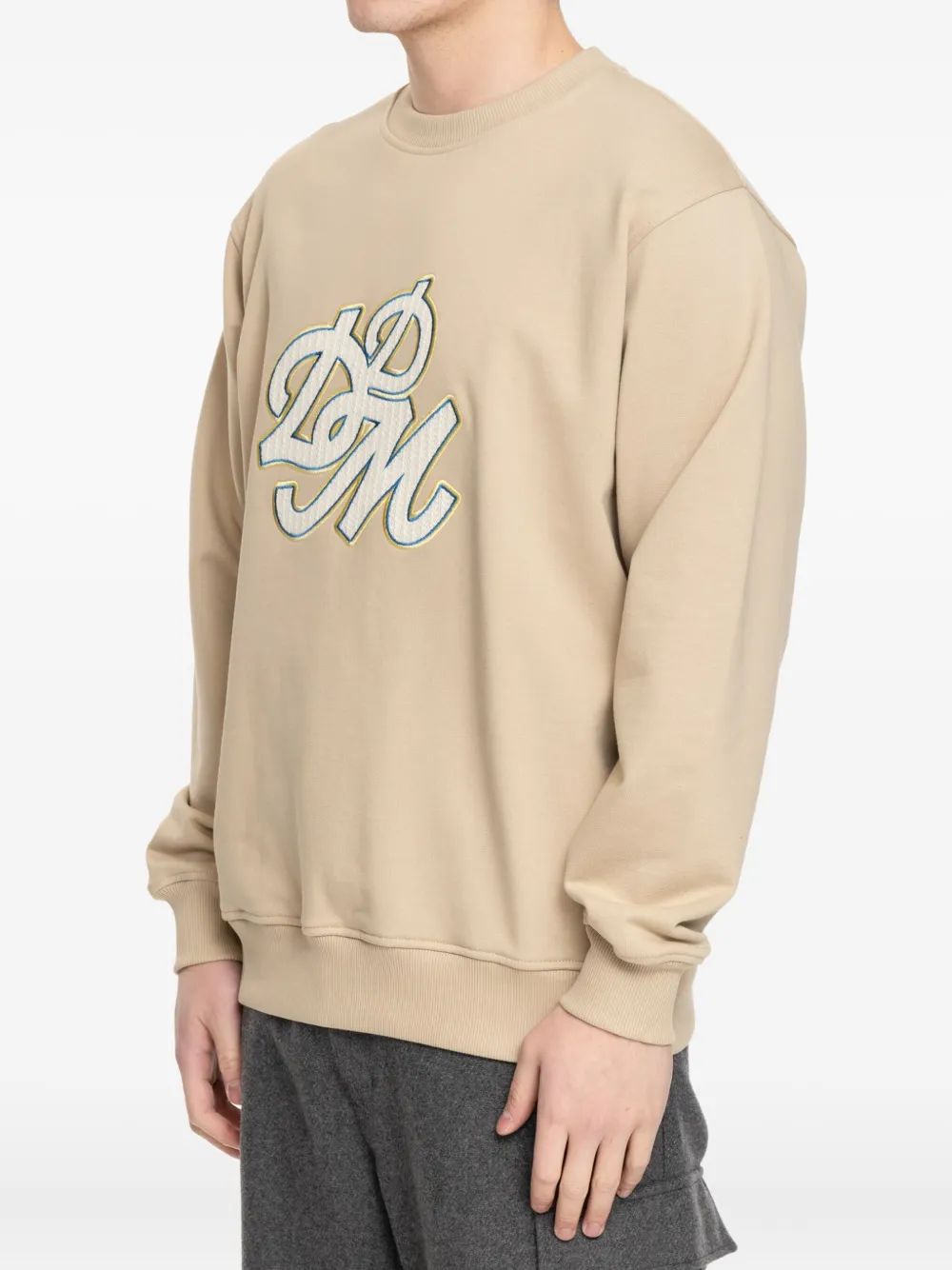 Drôle De Monsieur Sweater met geborduurd logo Beige
