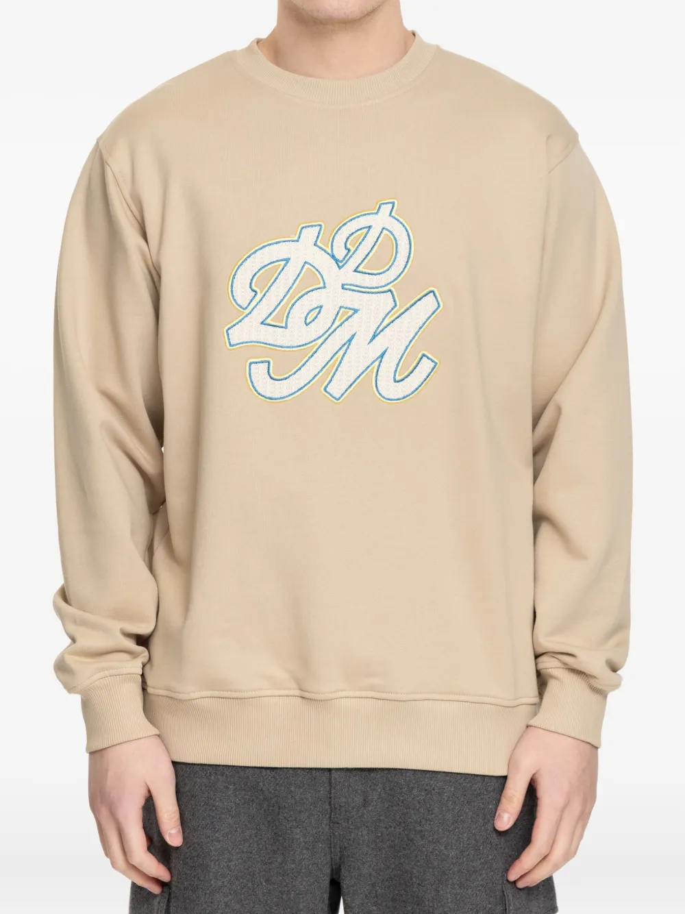 Drôle De Monsieur Sweater met geborduurd logo Beige