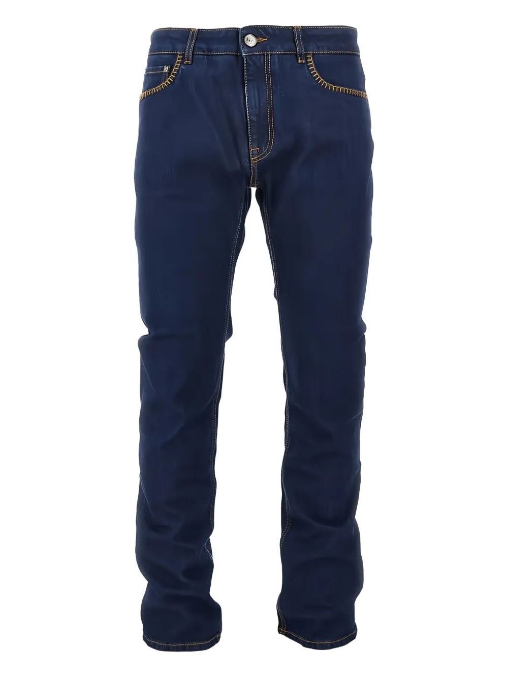 ETRO contrast-stitch jeans Blauw