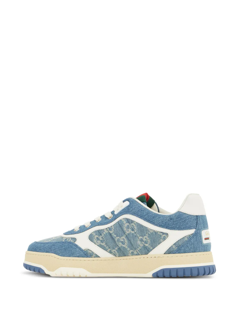 Gucci Denim Fabric Sneakers With Monogram Pattern In Blue