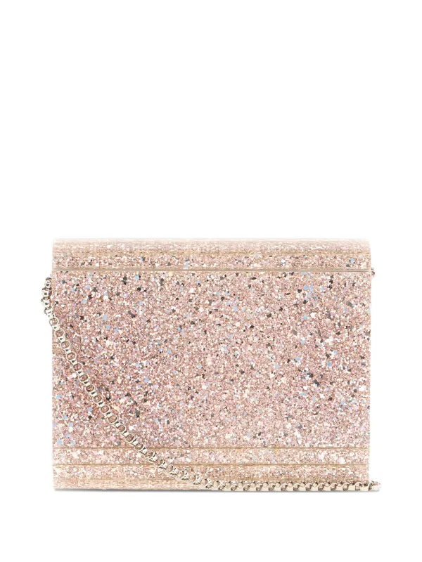 JIMMY CHOO グリッタークラッチバッグ シルバー/ブルー/ピンク Jimmy Choo グリッターパネル クラッチバッグ | ピンク
