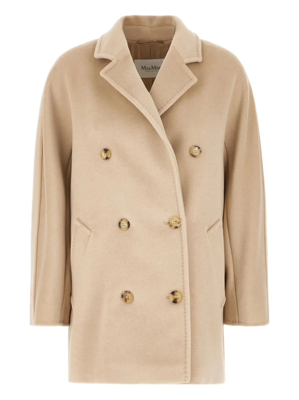 Max Mara Flap-pockets Double-breasted Coat In Neutral