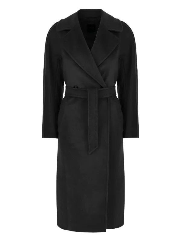 Weekend Max Mara Cappotto Doppiopetto In Lana Con Cintura Nero