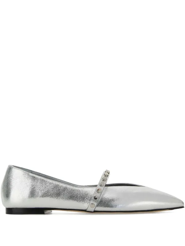 バレエシューズ ALEXANDER MCQUEEN SILVER LEATHER BALLERINAS Alexander McQueen Leather Studded Ballerina Shoes | Silver
