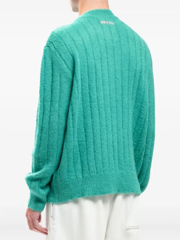 Marni Ribbed Fuzzy Sweater | Green | FARFETCH