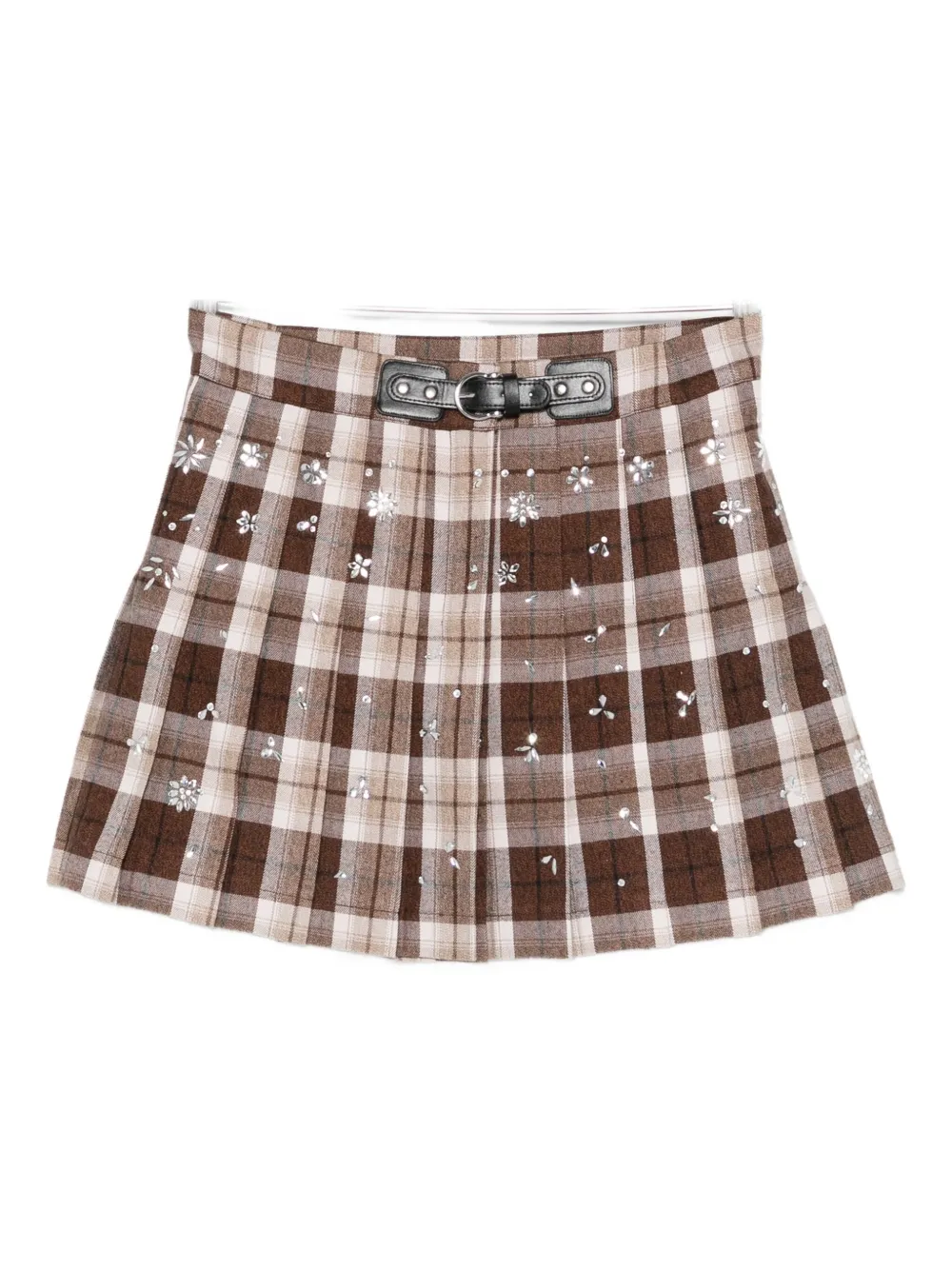 Maje check-pattern belted skirt - Marrone