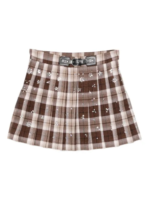 Maje check-pattern belted skirt