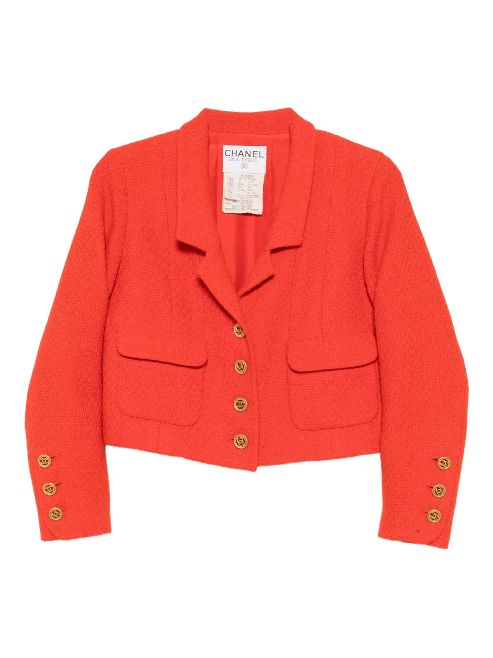 Pre-owned Chanel 1993 Single Breasted Jacket In Red