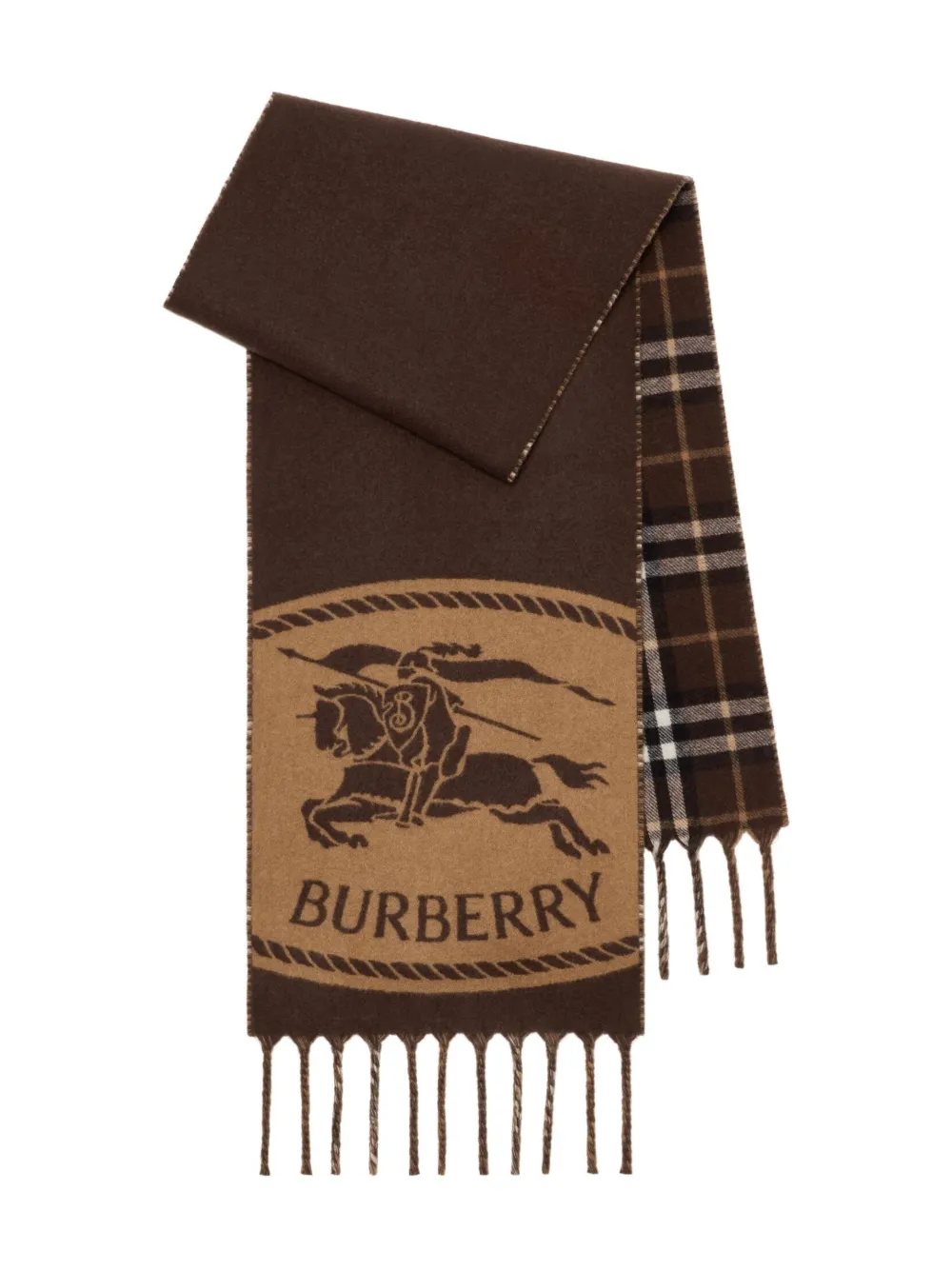 Burberry knight-detail checked scarf Bruin