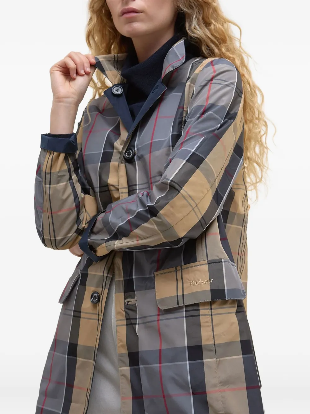 Barbour Babbity omkeerbare geruite regenjas Blauw