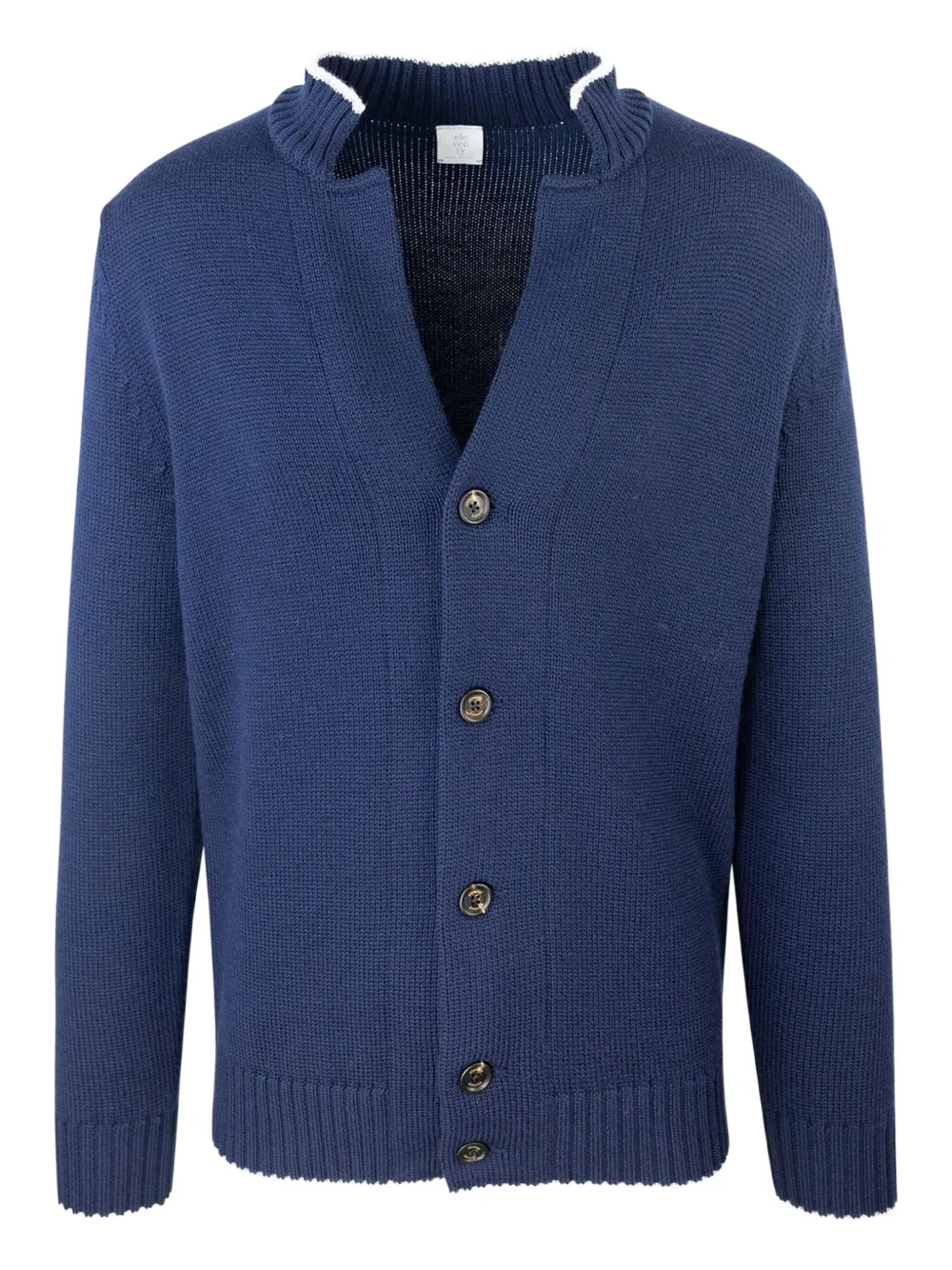 Eleventy Geribbeld vest met V-hals Blauw