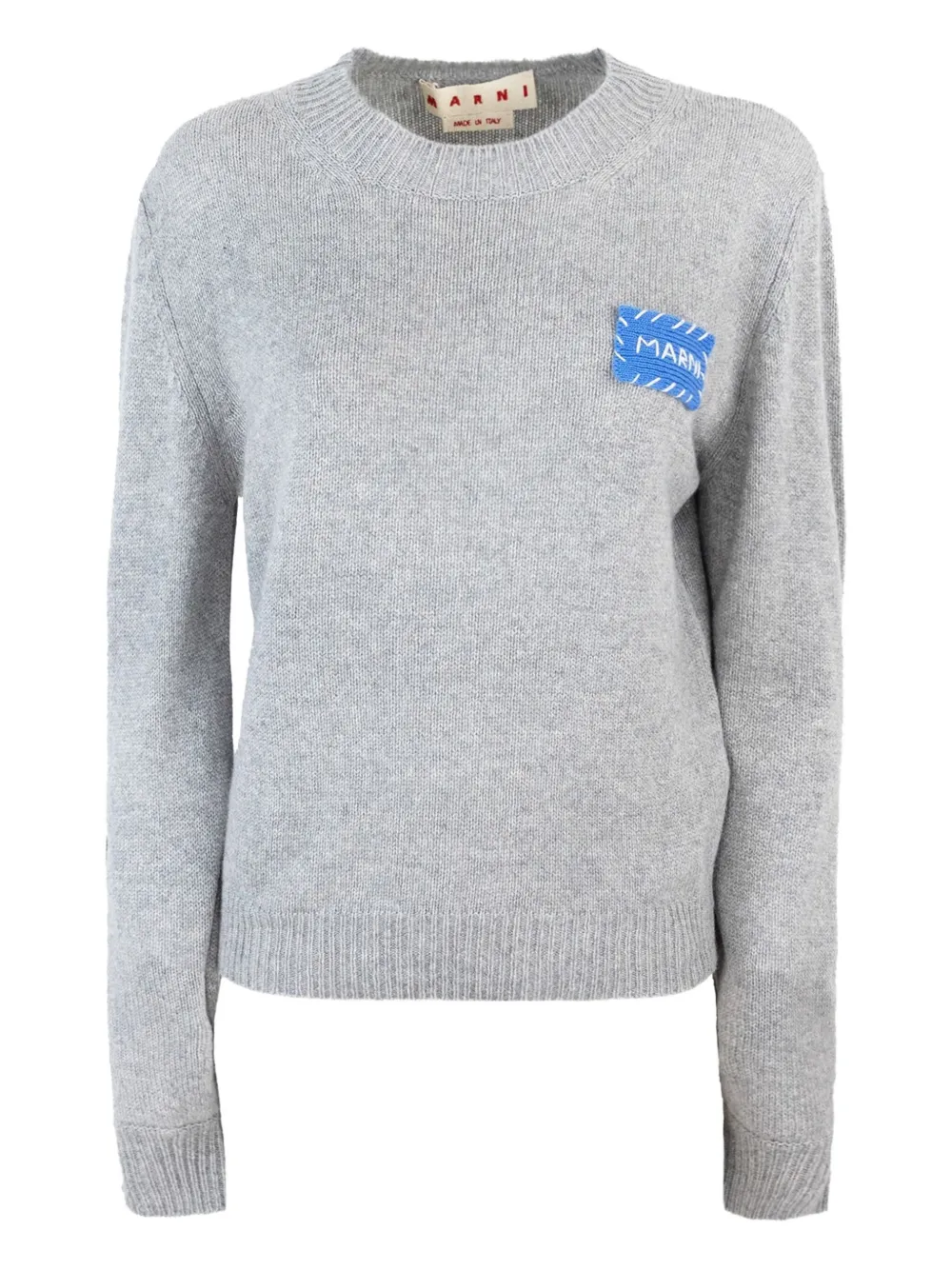Marni logo-patch cashmere sweater Grijs