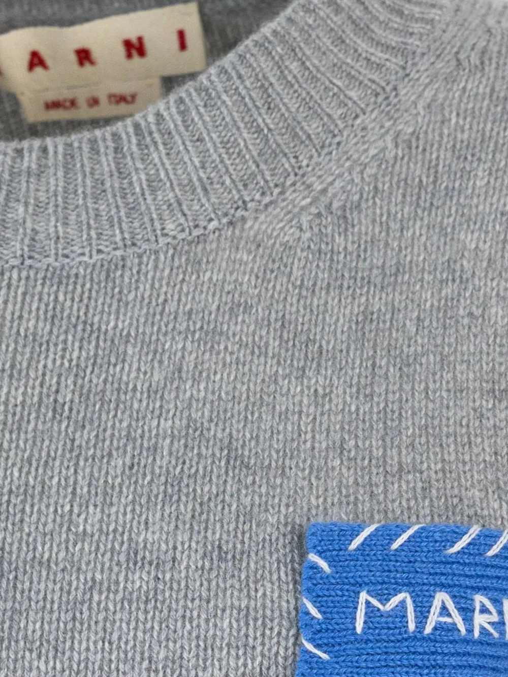 Marni logo-patch cashmere sweater Grijs