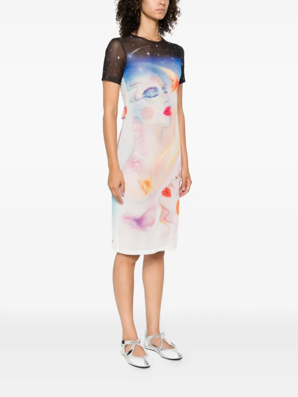 Casablanca Multicolor Printed Mesh Midi Dress Casablanca Multicolor Printed Mesh Midi Dress