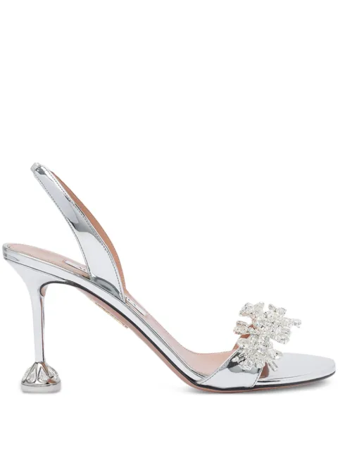 Aquazzura 85mm crystal-embellished slingback sandals