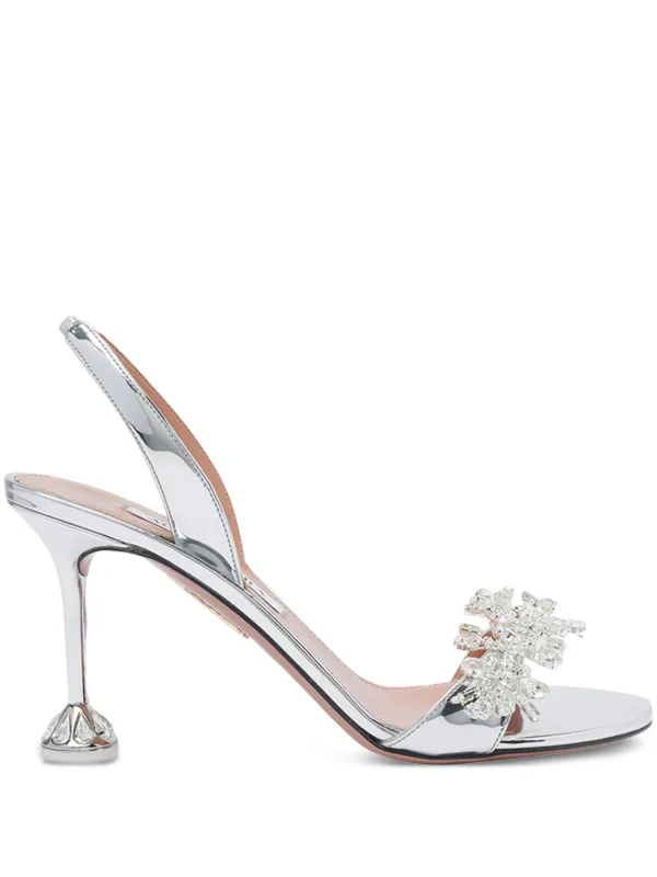 Aquazzura 85mm crystal-embellished Slingback Sandals Silver
