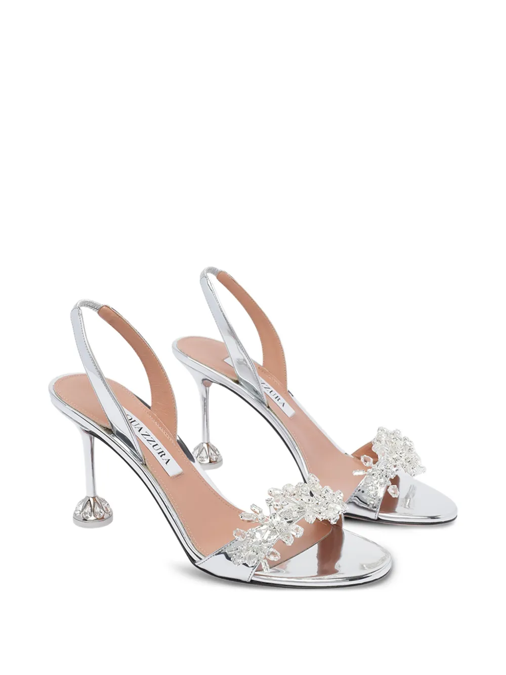 Aquazzura 85 mm slingback sandalen verfraaid met kristallen Zilver