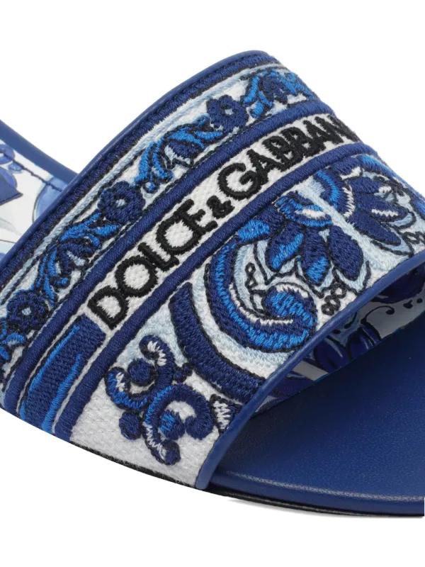 Dolce & Gabbana embroidered-logo Sandals | Blue | FARFETCH JO