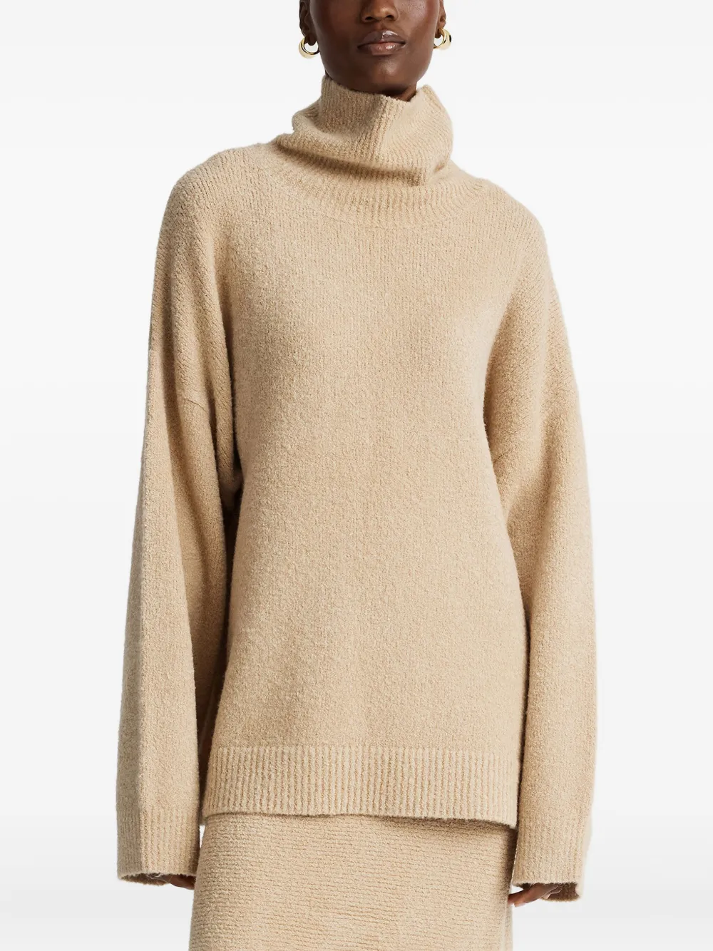 Anna Quan Turtleneck Wide-sleeve Jumper In Neutral