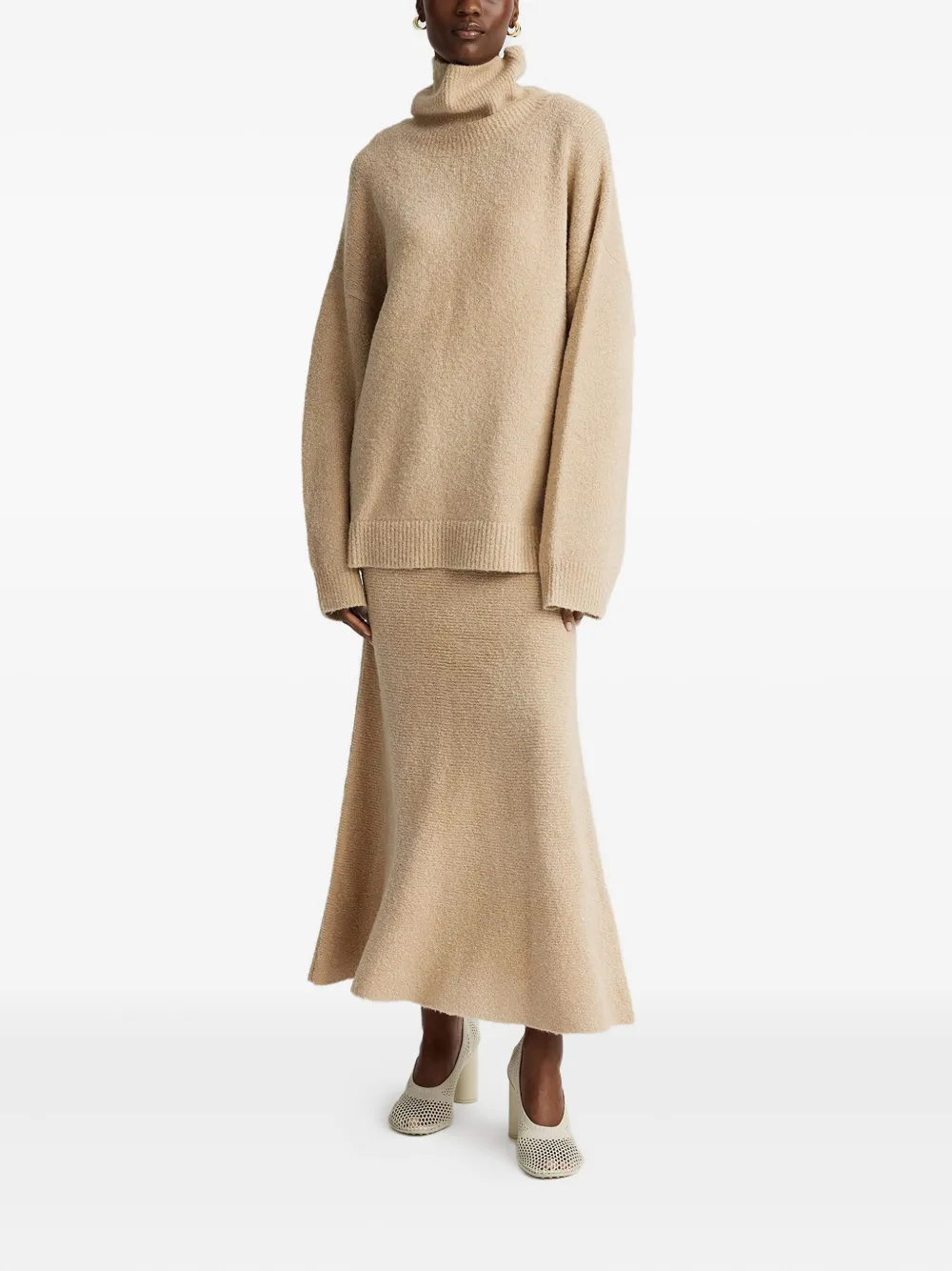 Anna Quan Turtleneck Wide-sleeve Jumper In Neutral