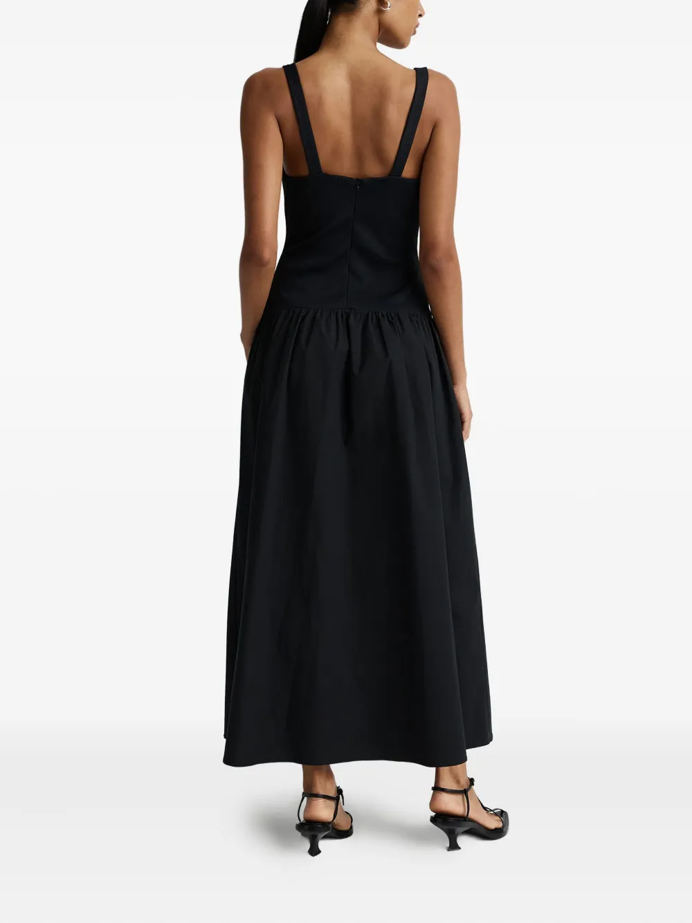 Anna Quan Maxi-jurk met geribbeld lijfje Zwart
