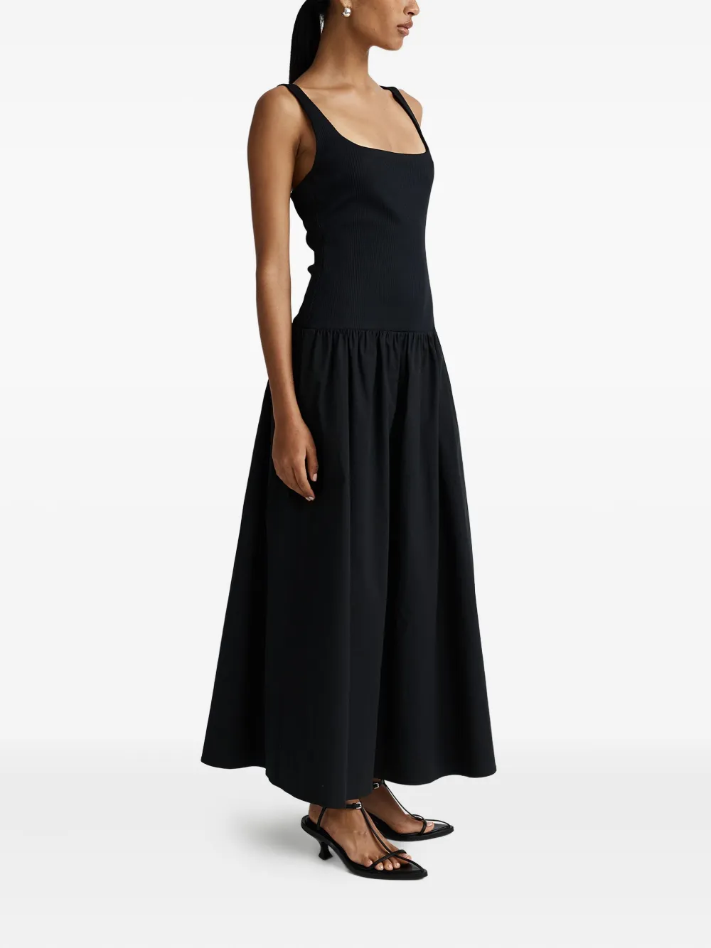 Anna Quan Maxi-jurk met geribbeld lijfje Zwart