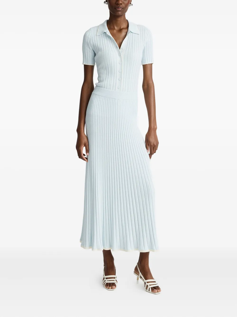 Anna Quan Felicia geribbelde midi-rok Blauw
