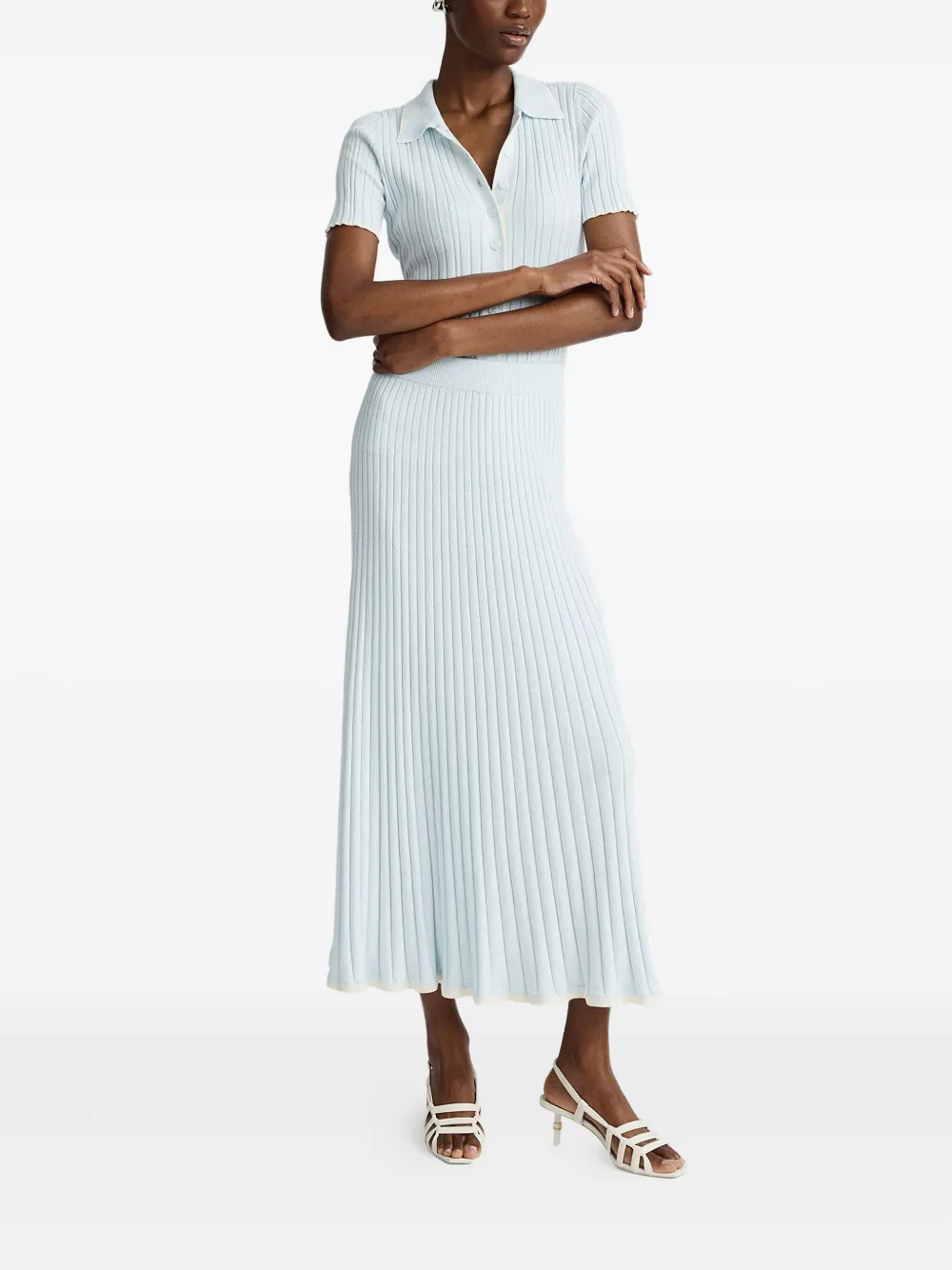 Anna Quan Felicia geribbelde midi-rok Blauw