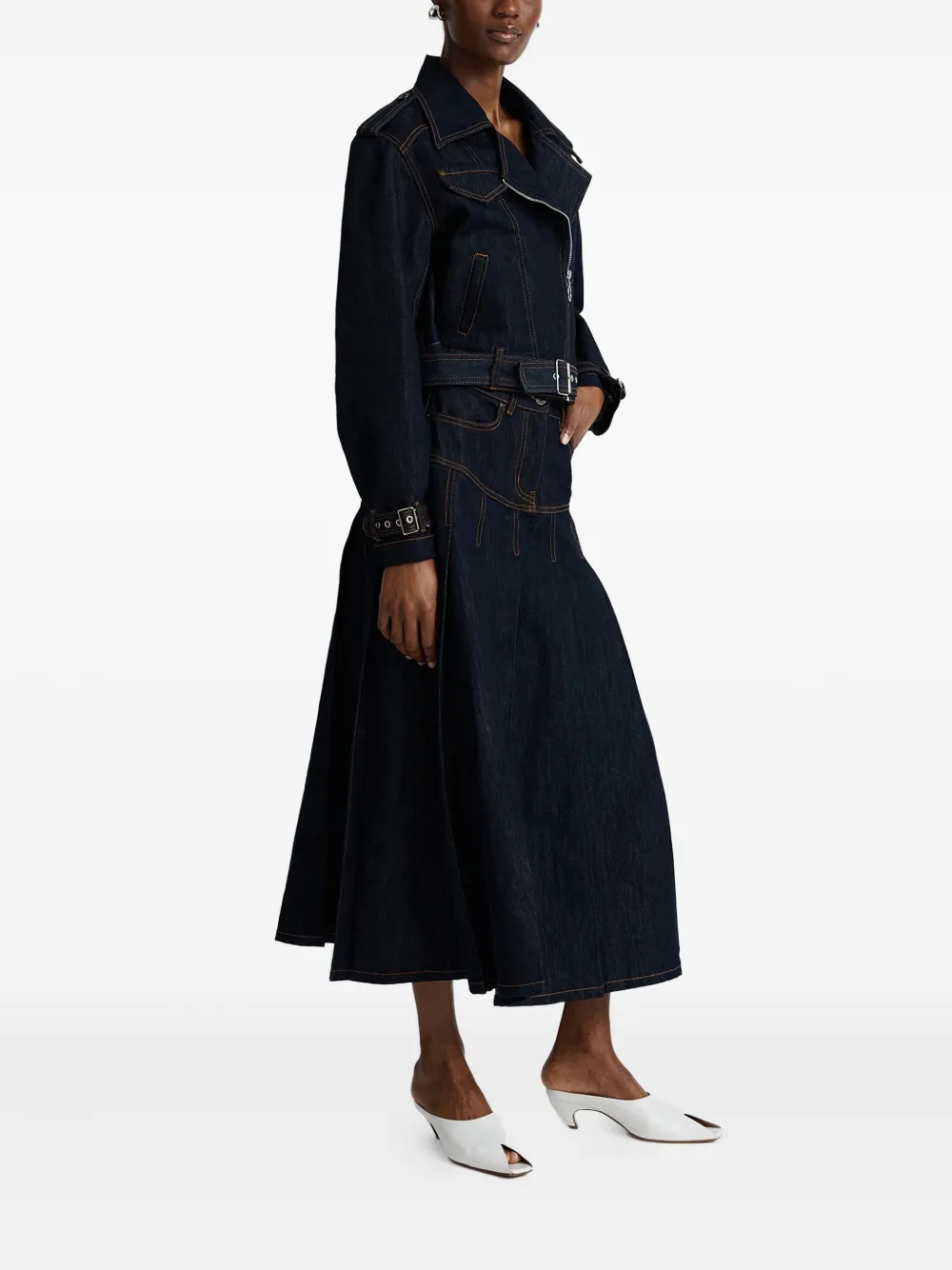 Anna Quan Phoenix denim jack met ceintuur Blauw