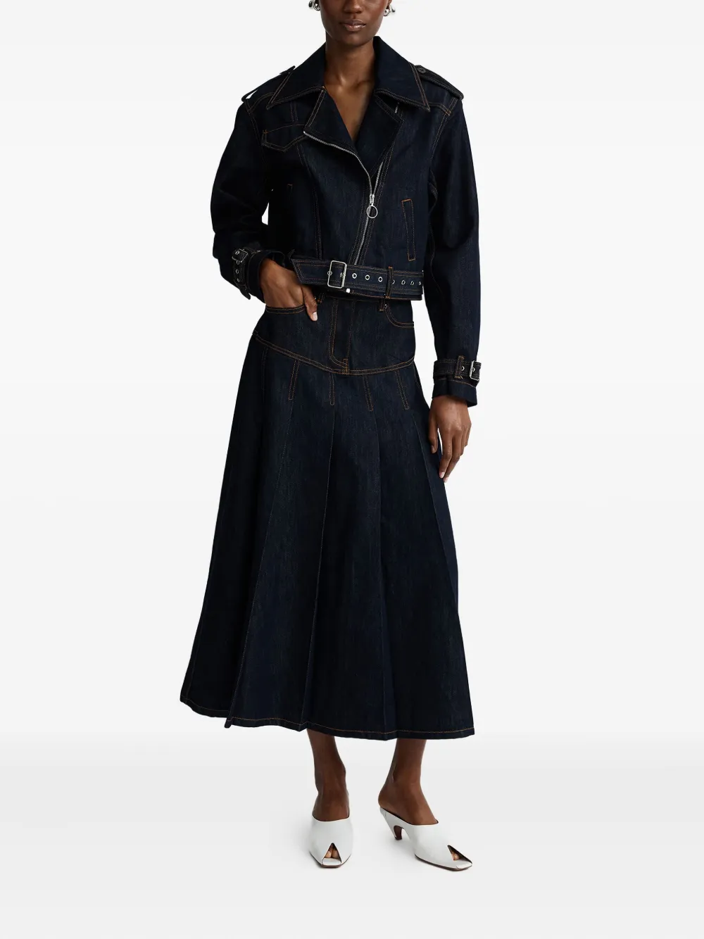 Anna Quan Phoenix denim jack met ceintuur Blauw