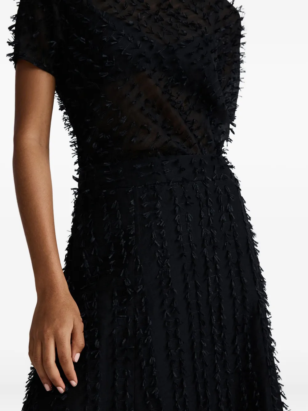 Anna Quan Clara Fringed Maxi Skirt In Black
