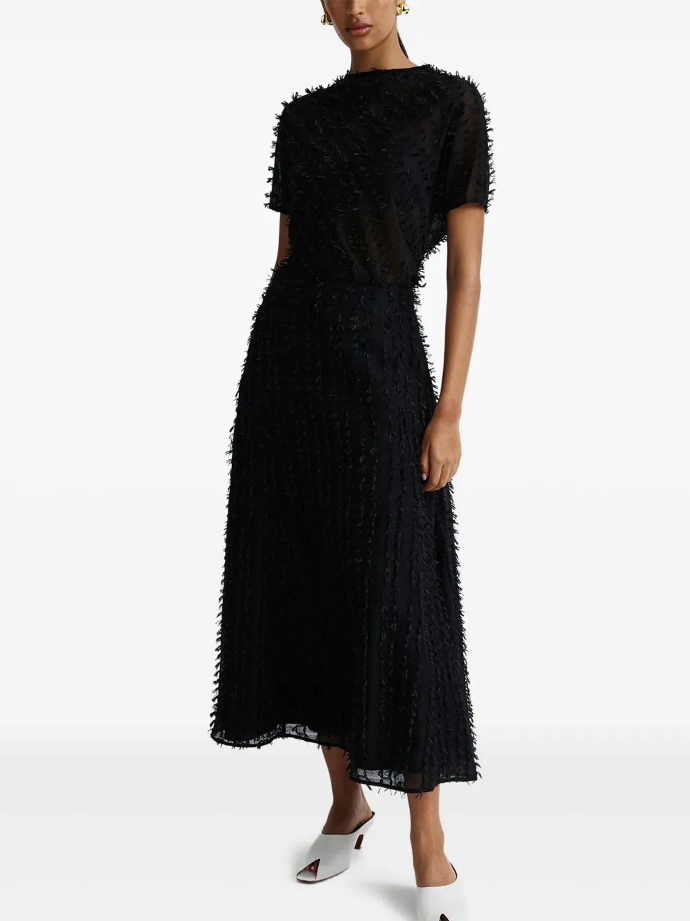 Anna Quan Clara Fringed Maxi Skirt In Black