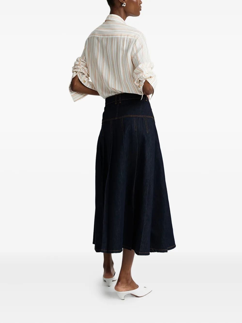 Anna Quan Geplooide spijkerrok Blauw