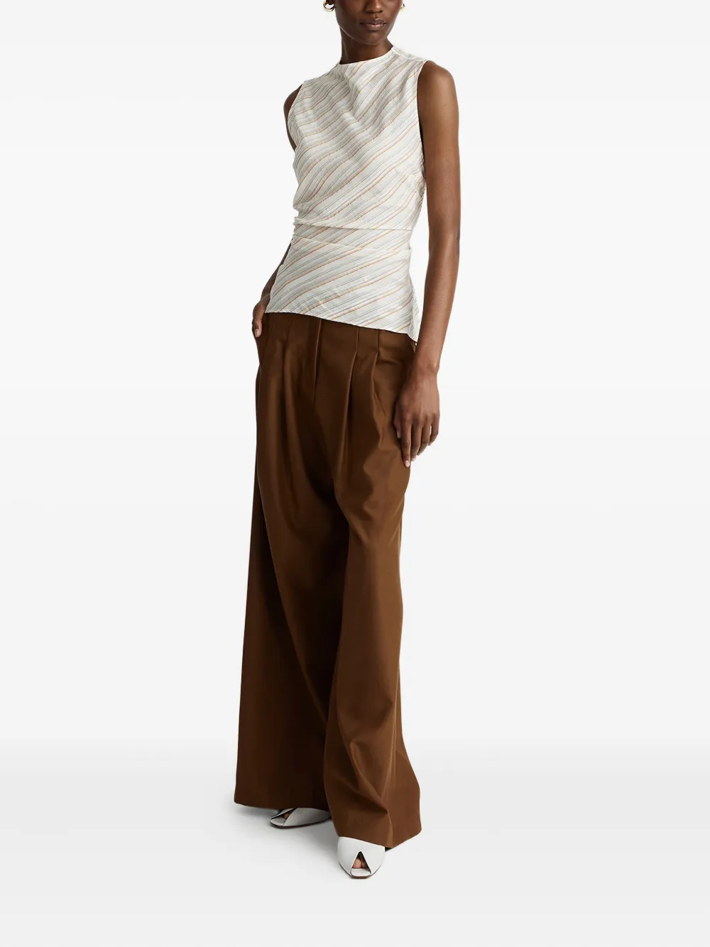 Anna Quan Tali Diagonal-stripe Sleeveless Top In Multi