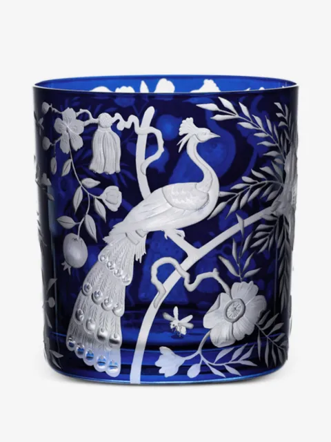 Artel peacock-floral glass tumbler