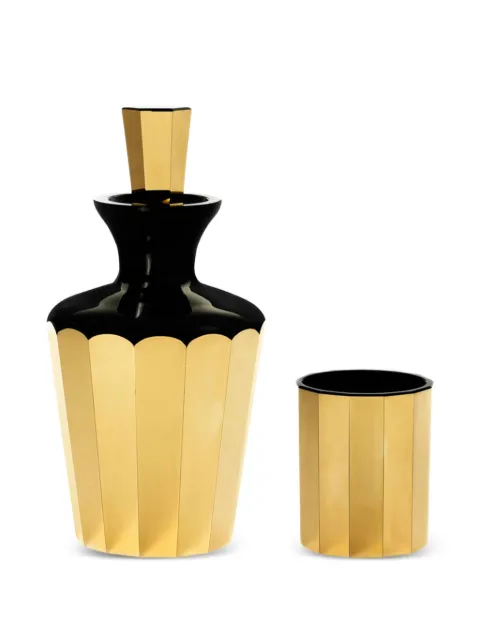 Artel black gold-tone fluted decanter set