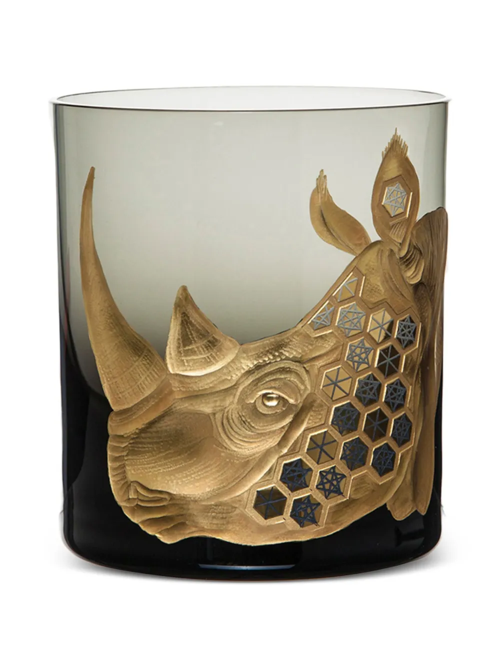 Artel African Safari rhino-head geometric glass | Grey | Image 1