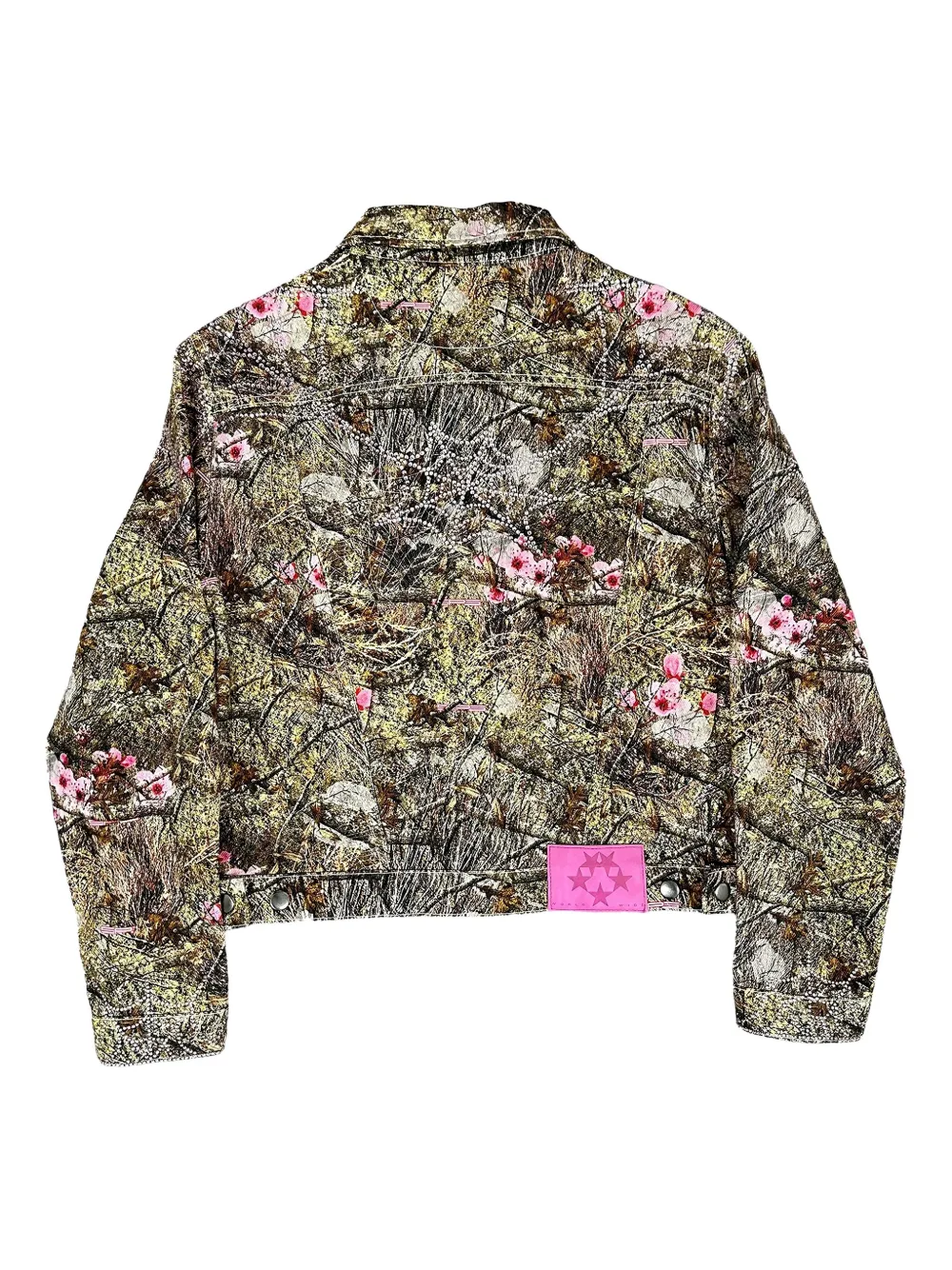 SP5DER Truckerjack met bloemenprint Groen