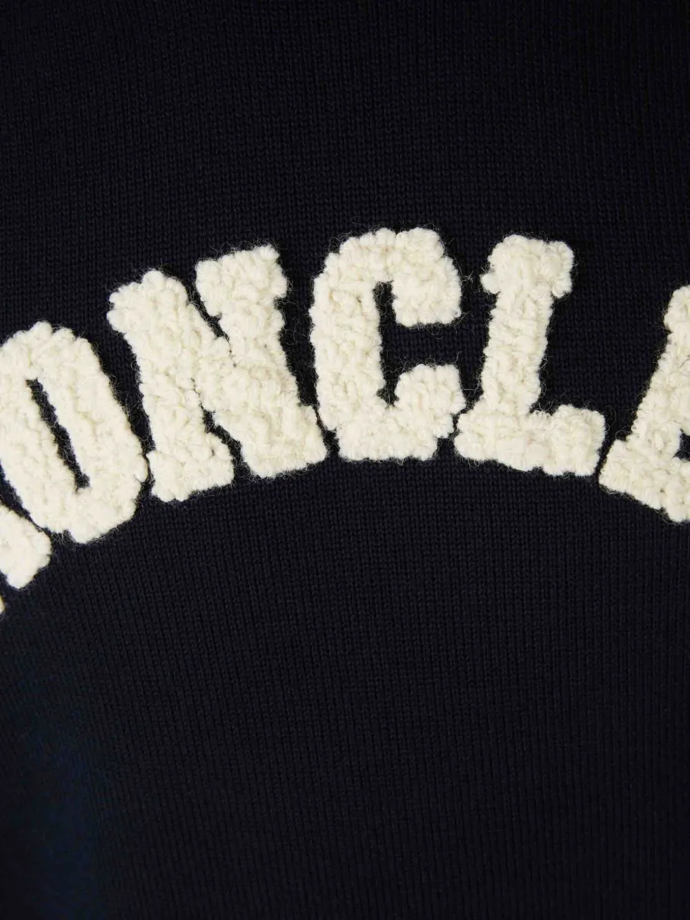 Moncler Trui met geborduurd logo en gestreepte mouwen Blauw