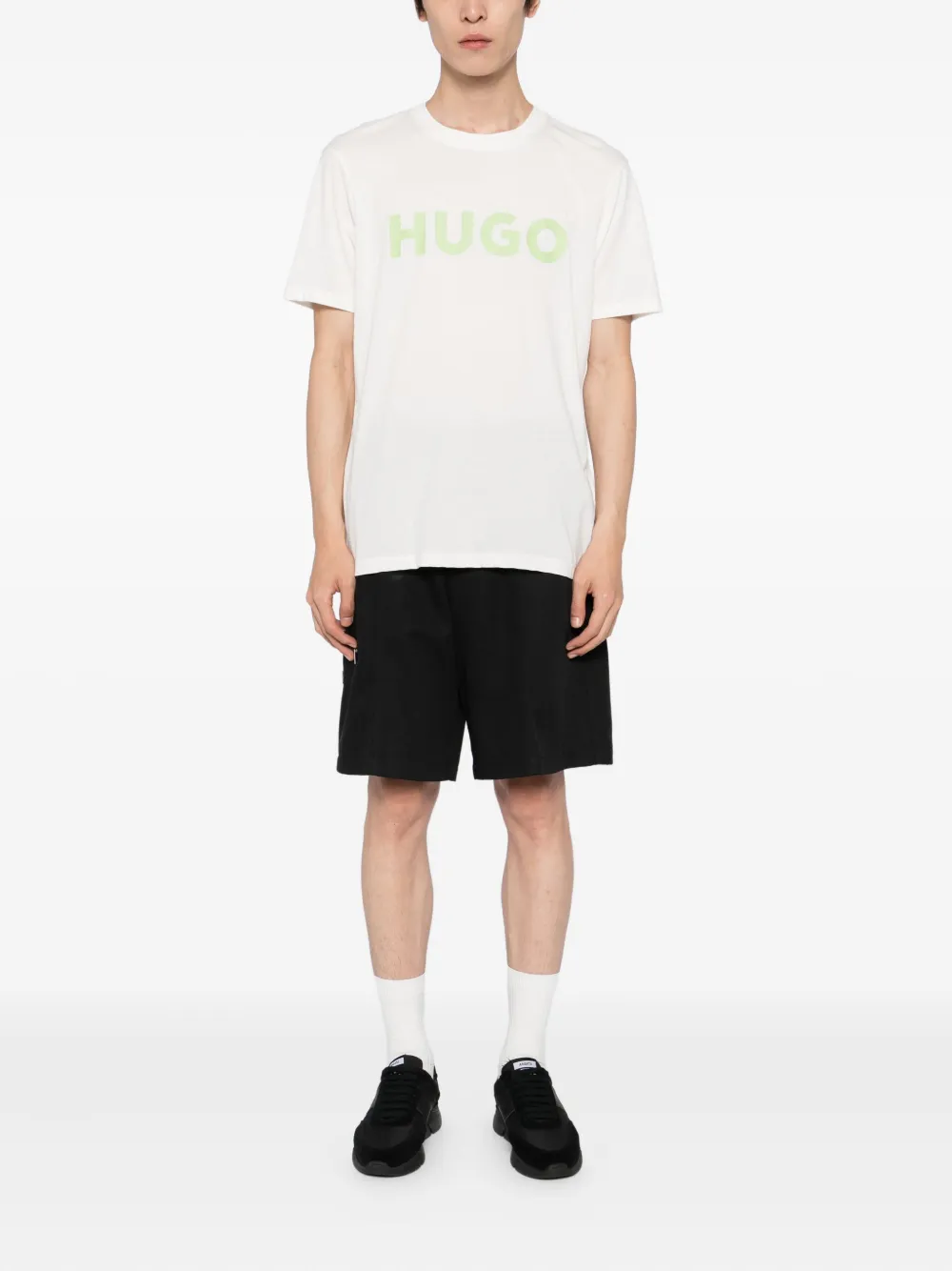 HUGO T-shirt met logoprint - Beige