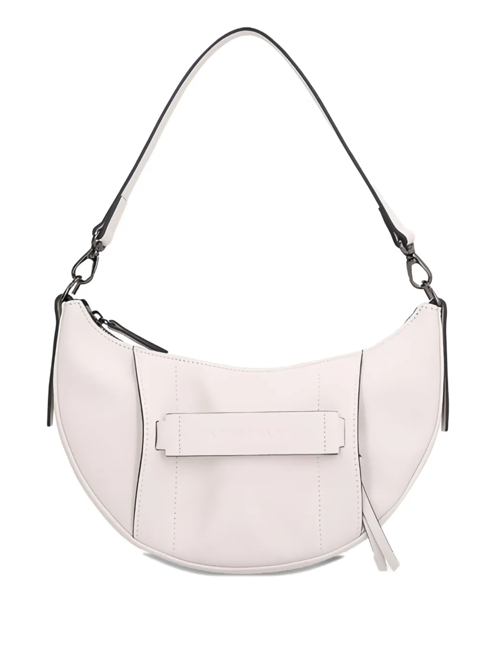 Longchamp crescent-shaped leather shoulder bag Wit