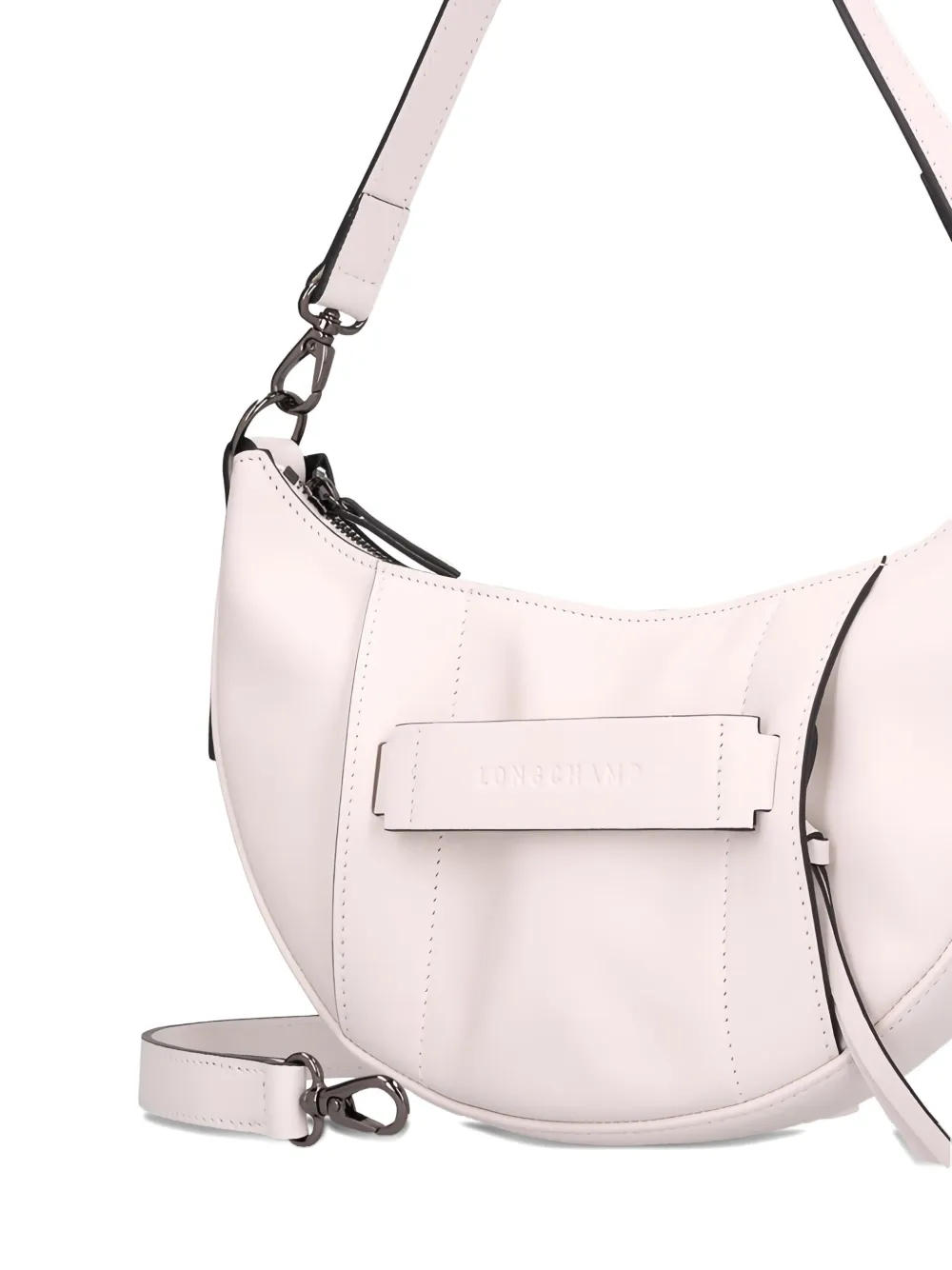 Longchamp Halvemaanvormige leren schoudertas Wit
